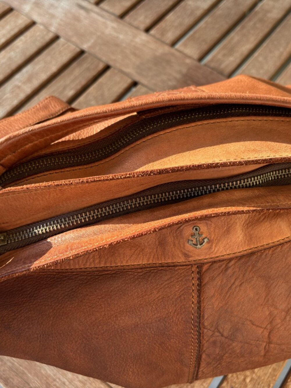 Harbour 2nd Soft Distressed Leather Slouchy Hobo Tote Bag Boho Cognac Brown - Picture 3 of 10